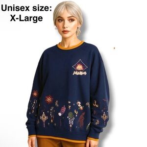 Studio Ghibli Howl's Moving Castle Embroidered Icons Crewneck Sweater